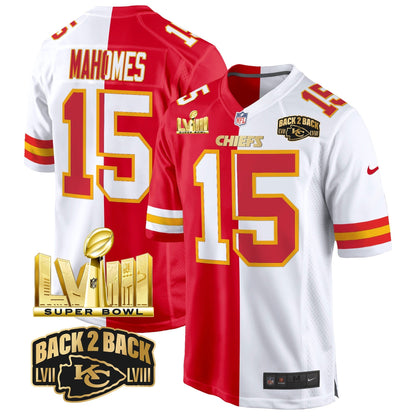 Chiefs Super Bowl LVIII & Back 2 Back Gold Game Jersey - All Stitched
