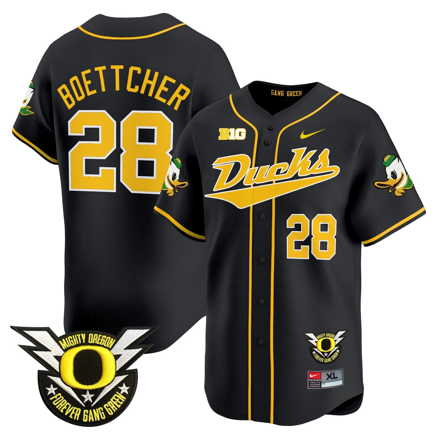ORE 2024 Forever Gang Green & BIG Patch Vapor Baseball Jersey - All Stitched