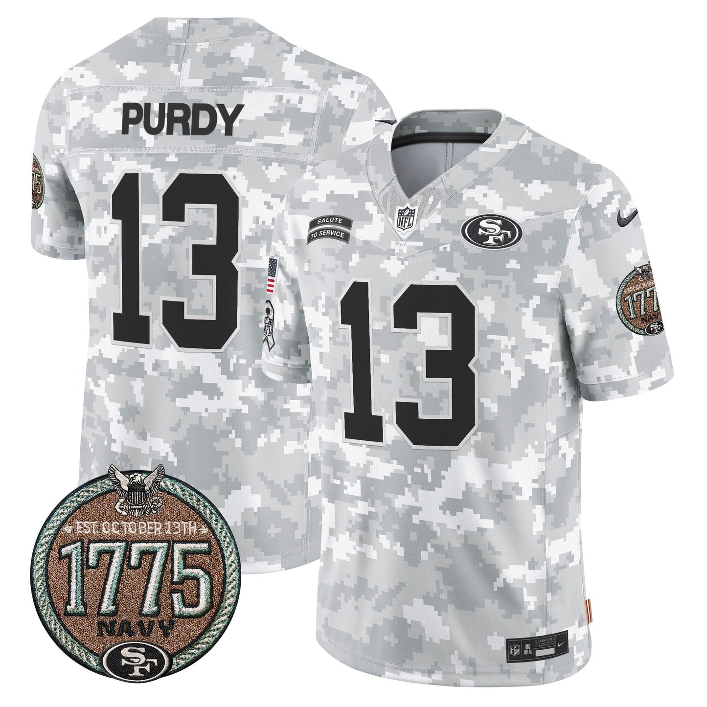 49ers 2024 Salute to Service Establishment Year Patch Vapor Limited Jersey - All Stitched
