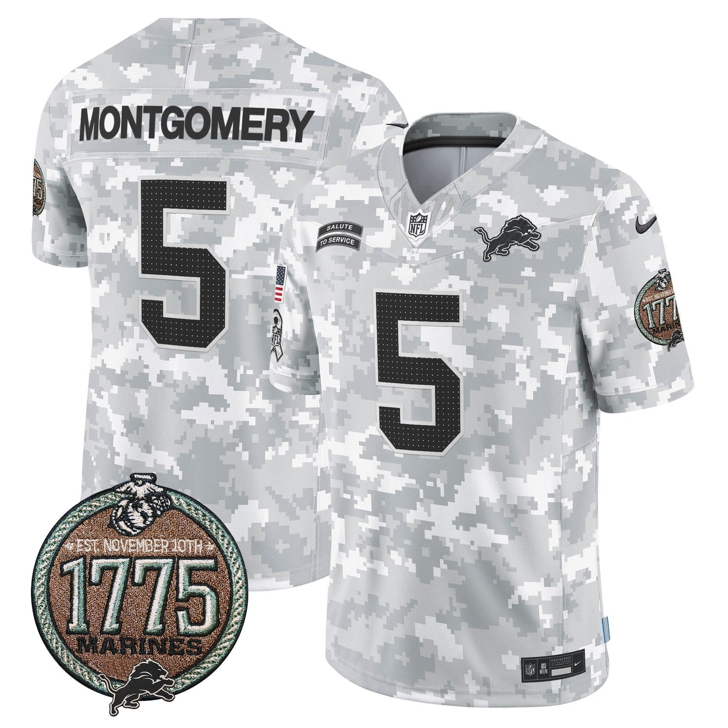 DET 2024 Salute to Service Establishment Year Patch Vapor Limited Jersey - All Stitched