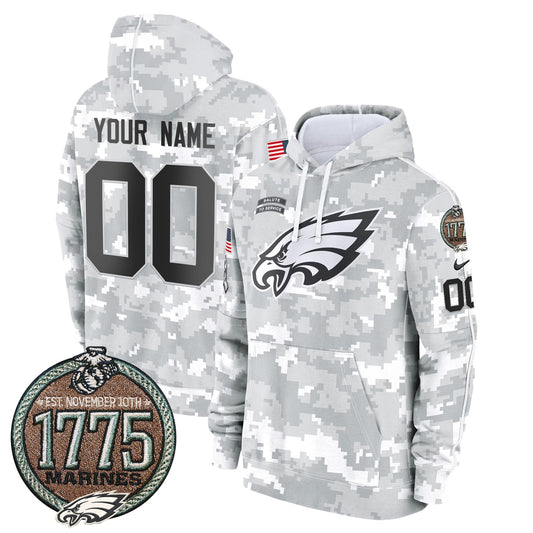 Eagles 2024 Salute to Service Establishment Year Patch Custom Fleece Pullover Hoodie-NQD