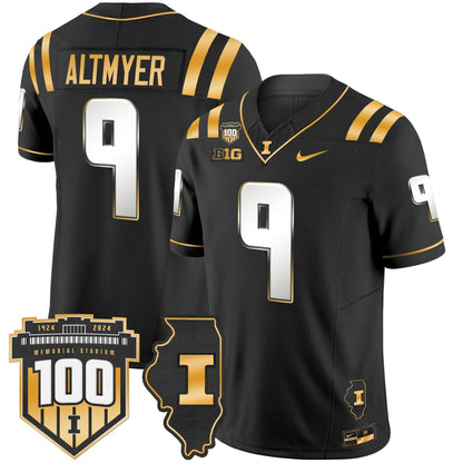 ILL 100th Memorial Stadium Patch Gold Vapor Limited Jersey - All Stitched