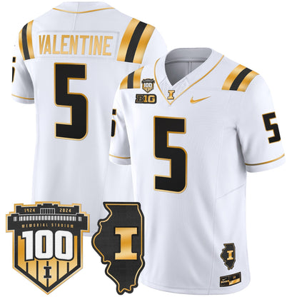 ILL 100th Memorial Stadium Patch Gold Vapor Limited Jersey - All Stitched