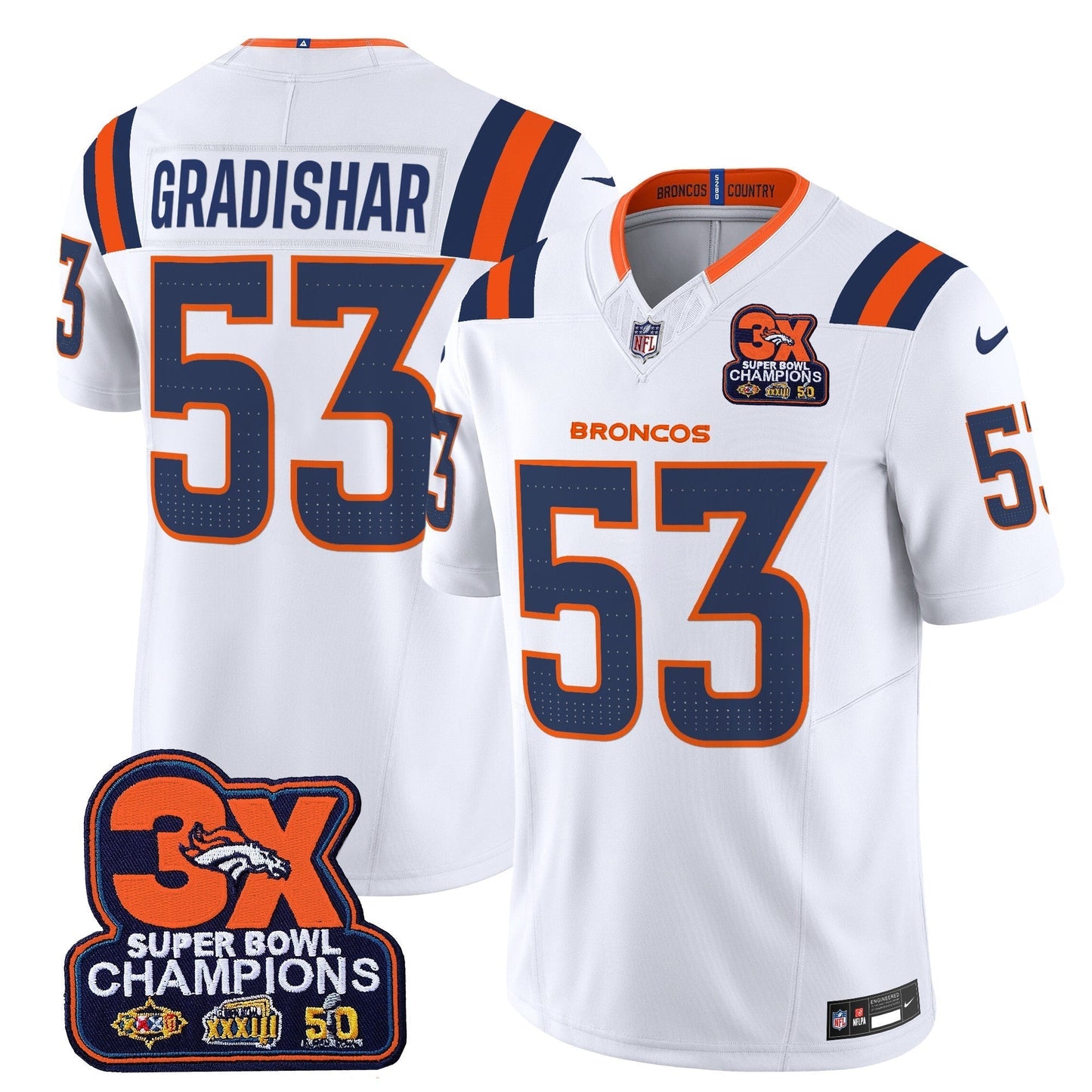DEN 3-Time Champions Patch Vapor Limited Jersey V2 - All Stitched