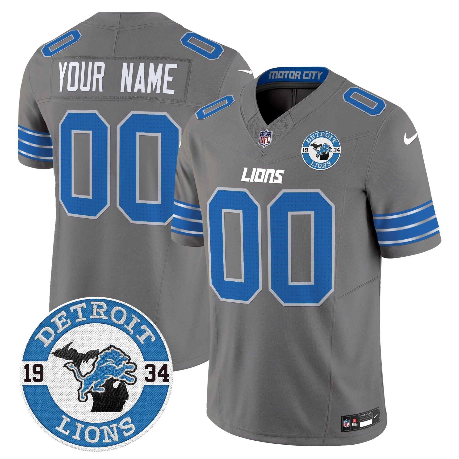 Detroit Lions 2024 Vapor Limited Custom Jersey - Est. 1934 Patch - All Stitched