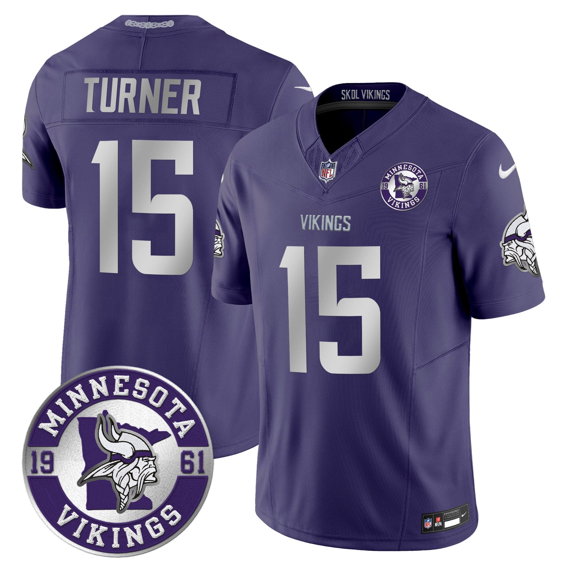 Men's Minnesota Vikings 2024 Vapor Limited Jersey - Est. 1961 Patch - All Stitched