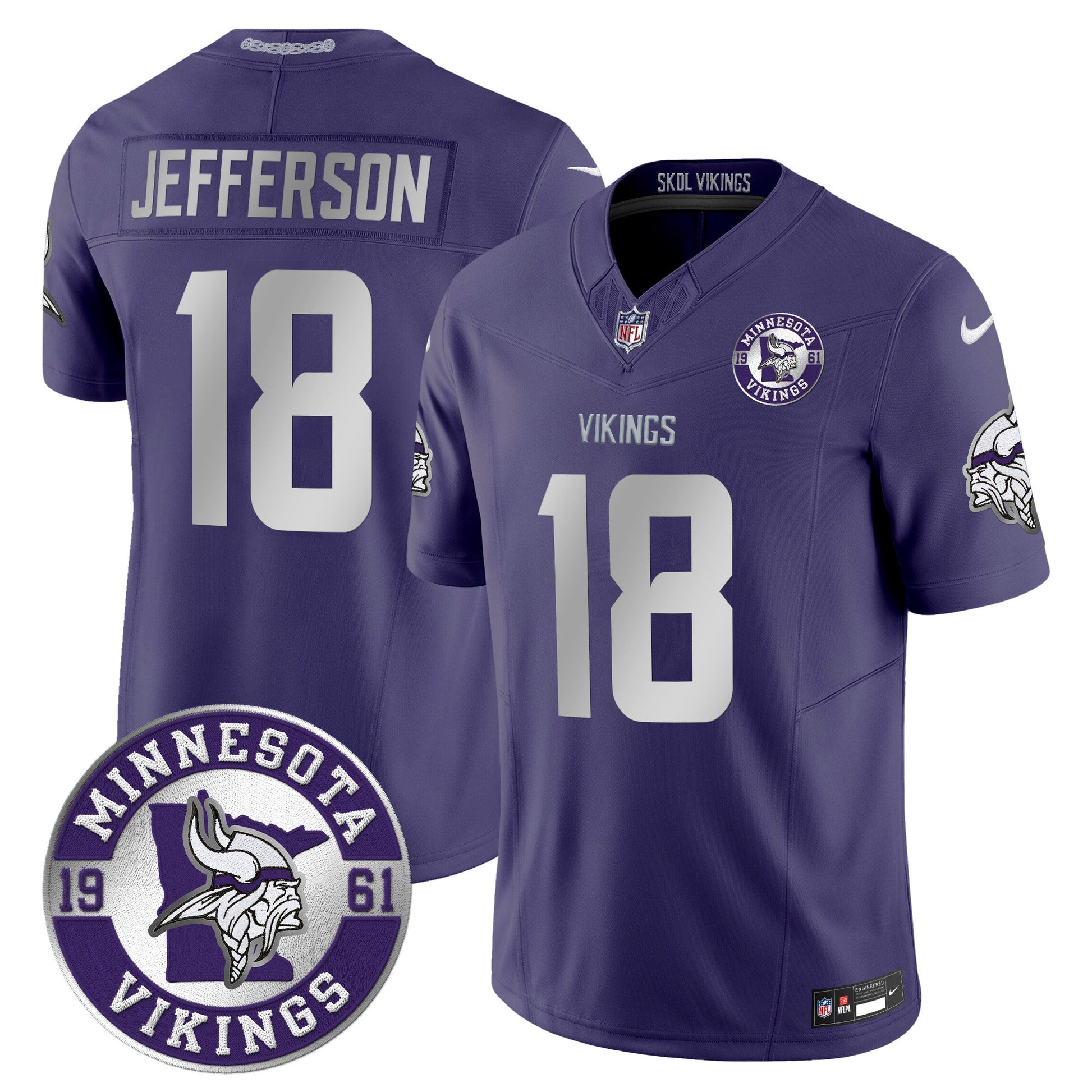 Men's Minnesota Vikings 2024 Vapor Limited Jersey - Est. 1961 Patch - All Stitched