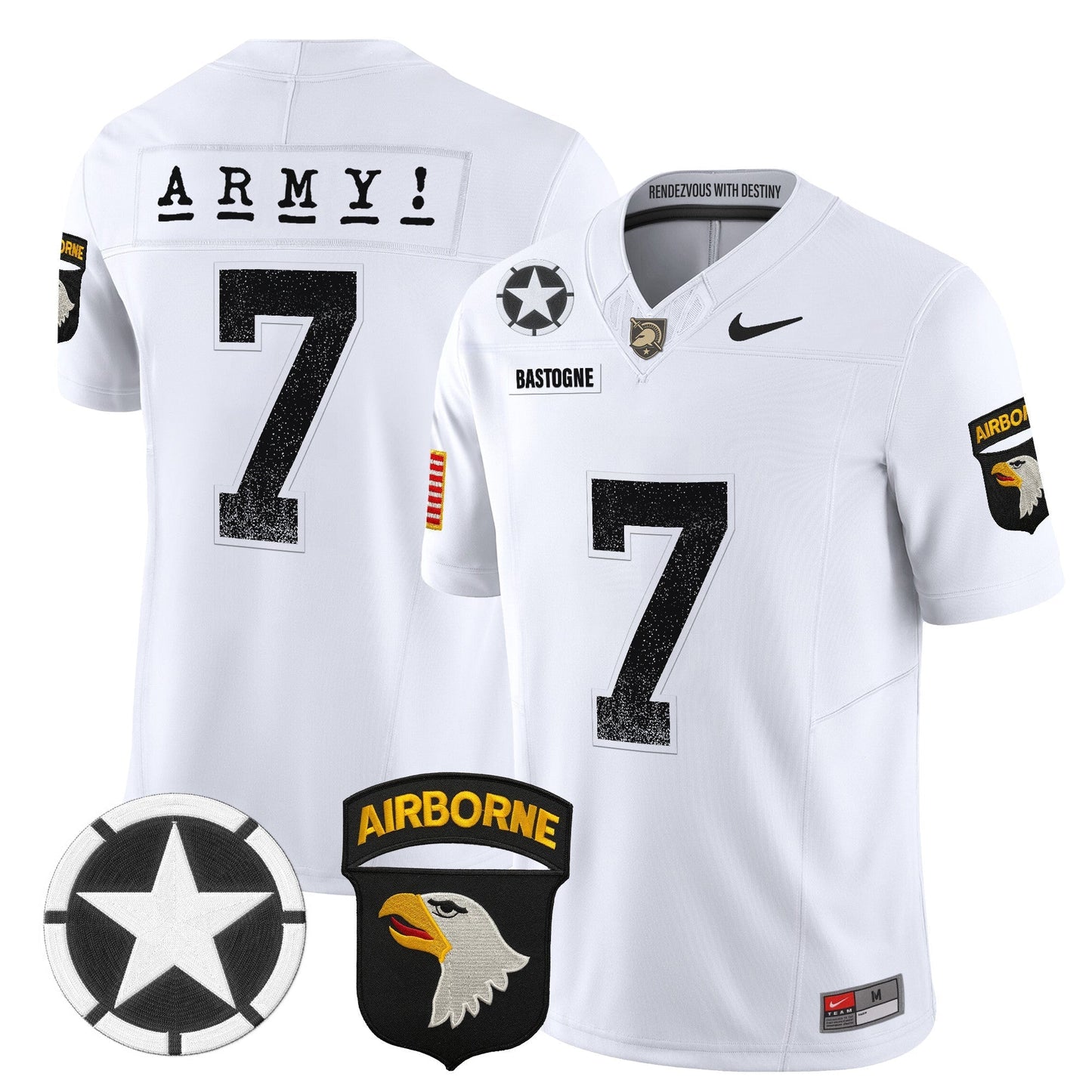 Army Black Knights 101st Airborne Division Patch 2024 Vapor Limited Jersey - All Stitched