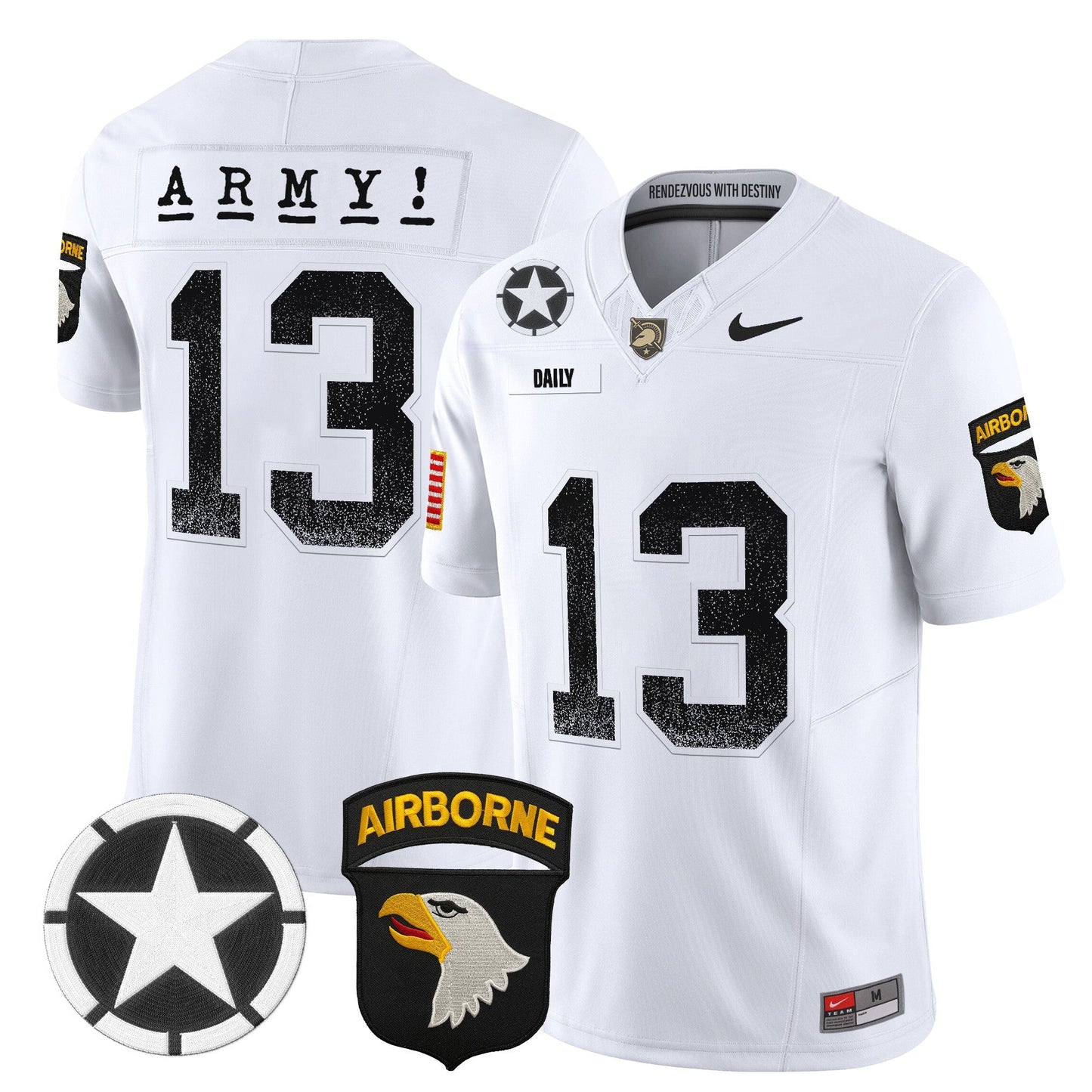 Army Black Knights 101st Airborne Division Patch 2024 Vapor Limited Jersey - All Stitched