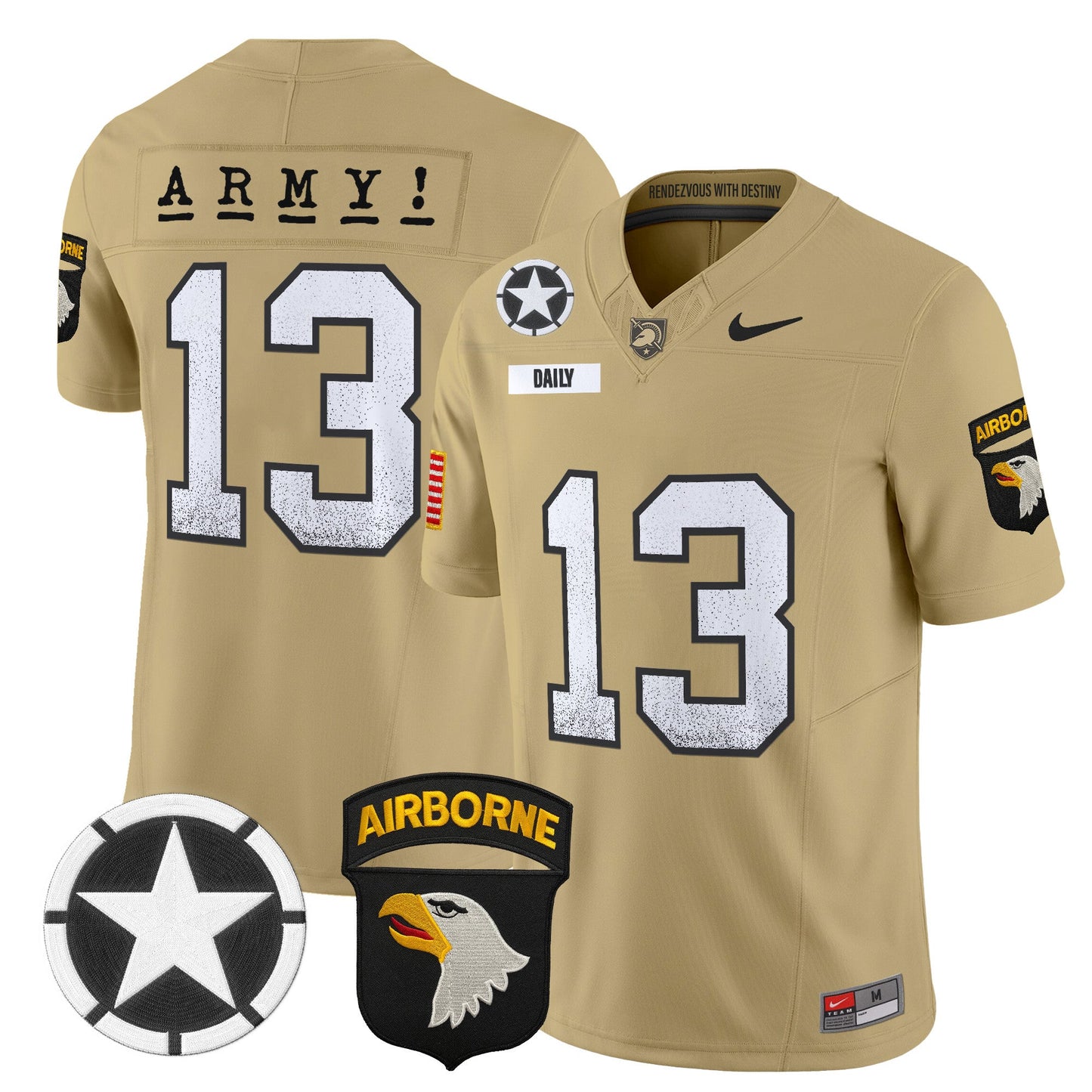 Army Black Knights 101st Airborne Division Patch 2024 Vapor Limited Jersey - All Stitched