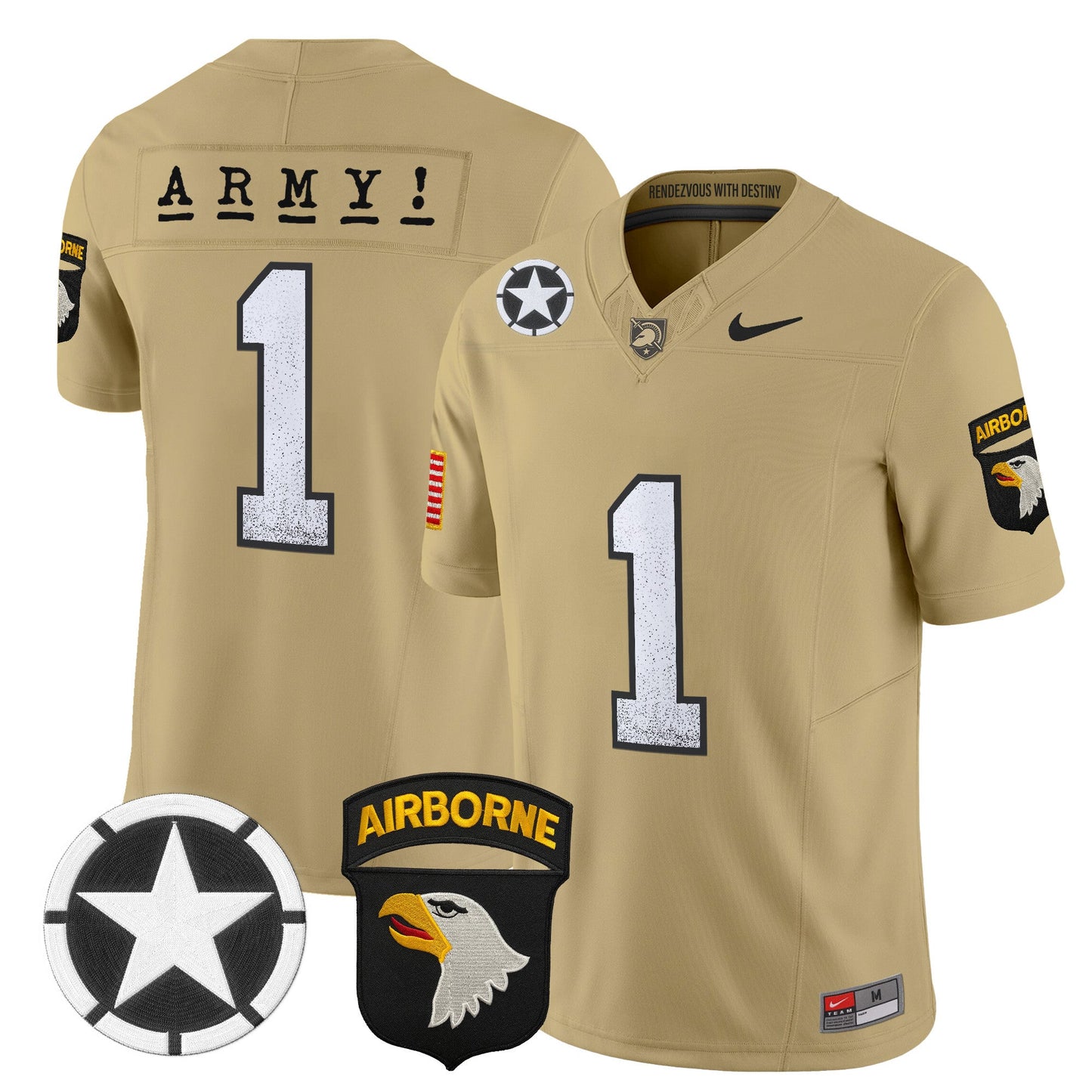 Army Black Knights 101st Airborne Division Patch 2024 Vapor Limited Jersey - All Stitched