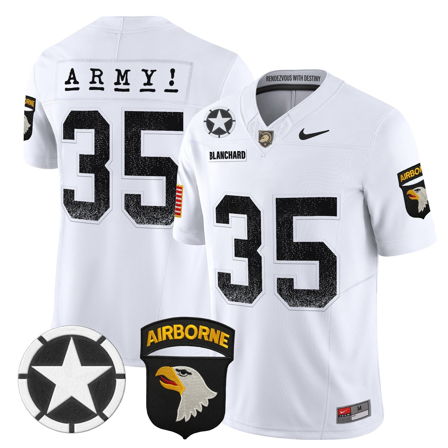 Army Black Knights 101st Airborne Division Patch 2024 Vapor Limited Jersey - All Stitched