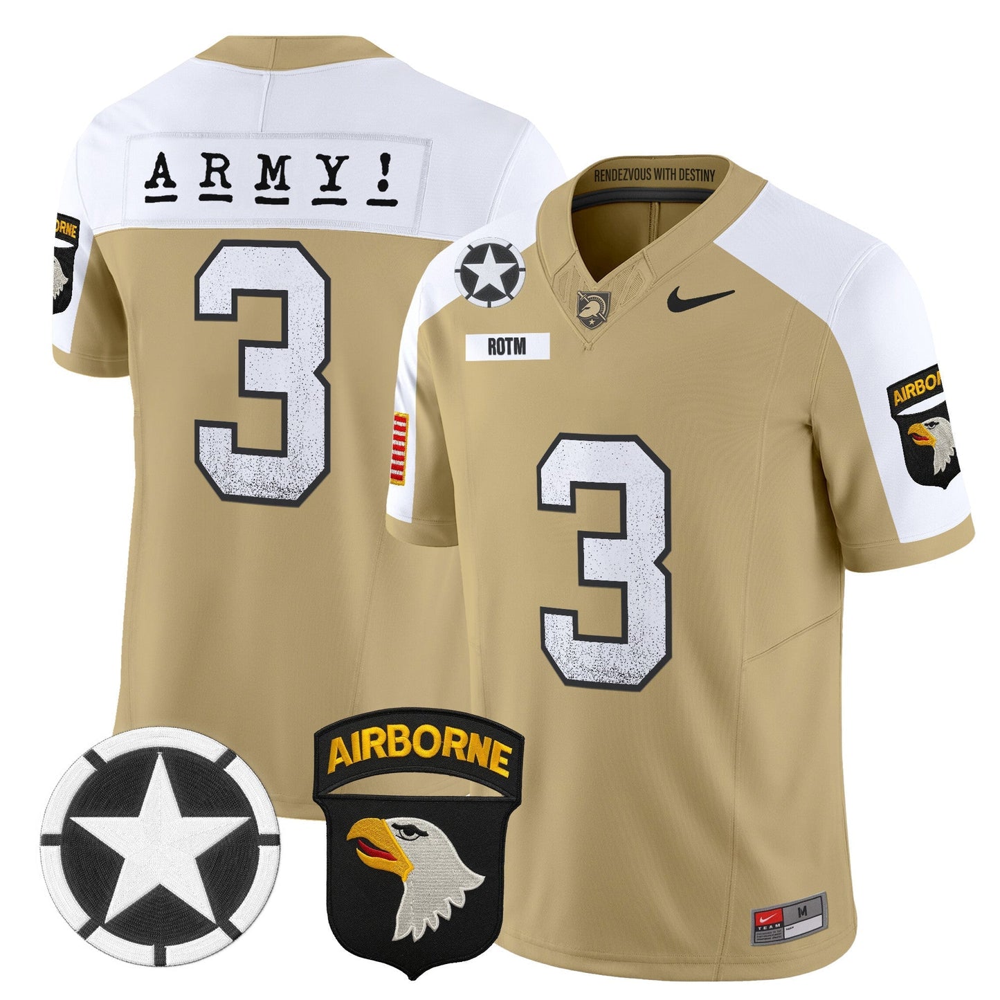 Army Black Knights 101st Airborne Division Patch 2024 Vapor Limited Jersey - All Stitched