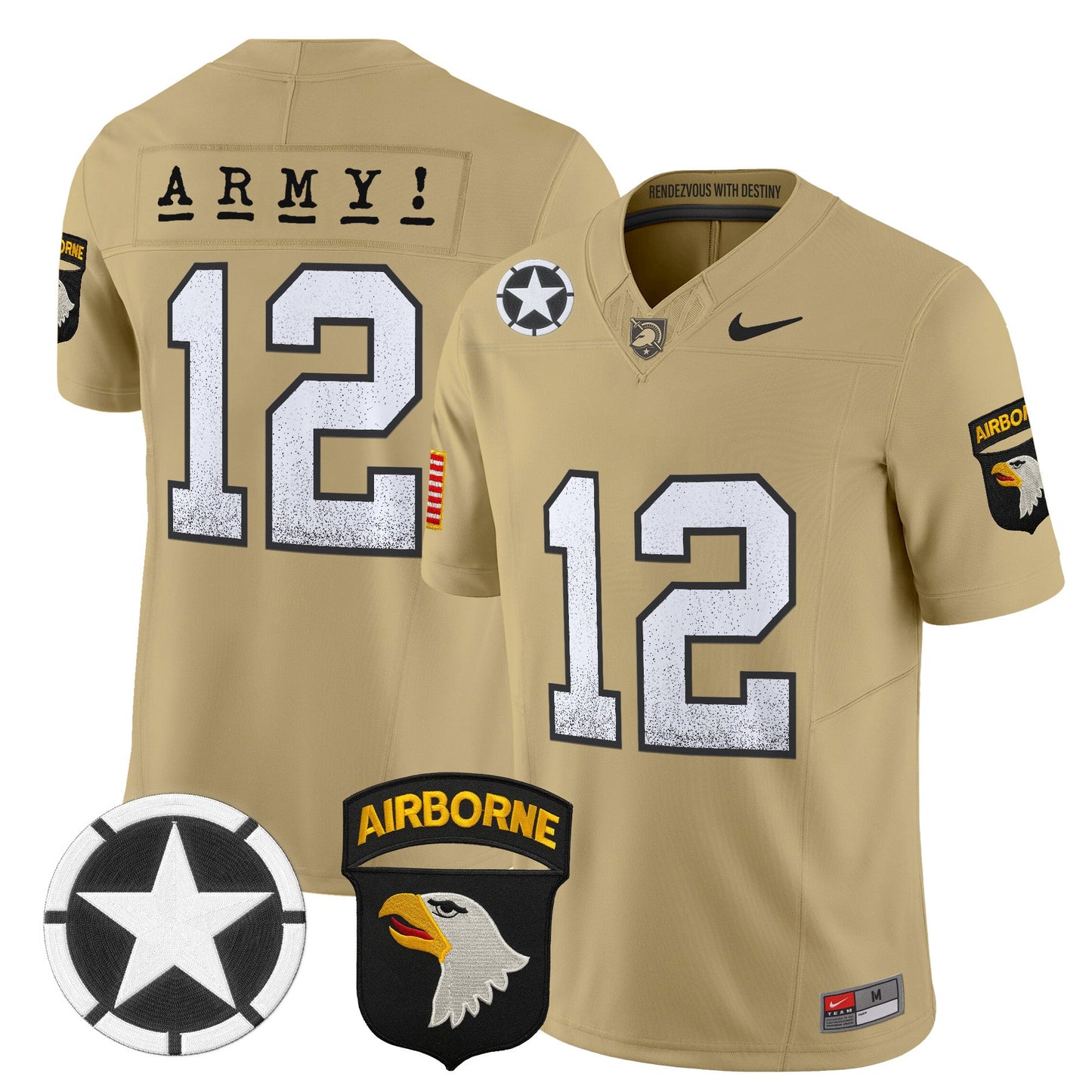 Army Black Knights 101st Airborne Division Patch 2024 Vapor Limited Jersey - All Stitched