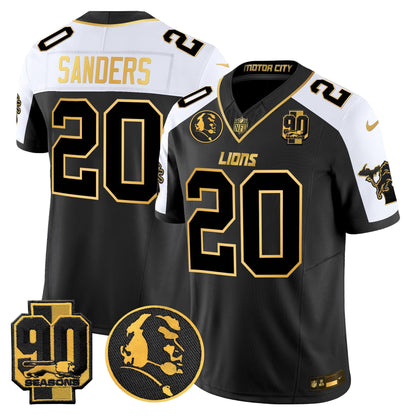 Men's Detroit Lions 2024 90th & John Madden Patch Gold Vapor Limited Jersey - All Stitched