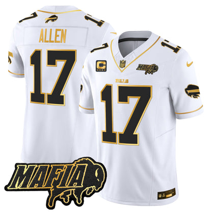 Men's Buffalo Bills 2025 Bills Mafia Patch Gold Vapor Limited Jersey - All Stitched