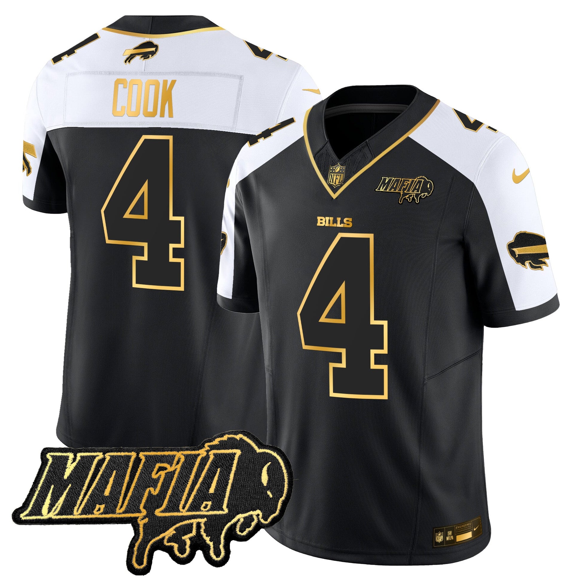 Men's Buffalo Bills 2025 Bills Mafia Patch Gold Vapor Limited Jersey - All Stitched