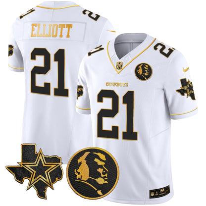 Men's Cowboys Texas & John Madden Patch Gold Vapor Limited Jersey - All Stitched