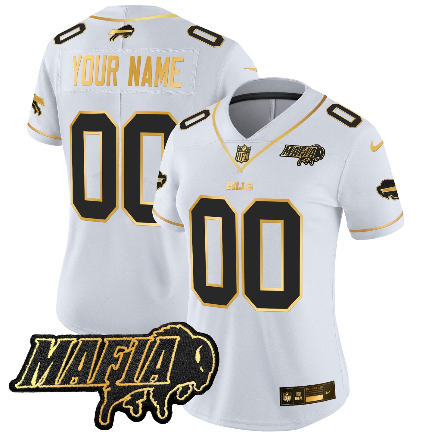Buffalo Bills 2025 Bills Mafia Patch Gold Vapor Limited Custom Jersey - All Stitched