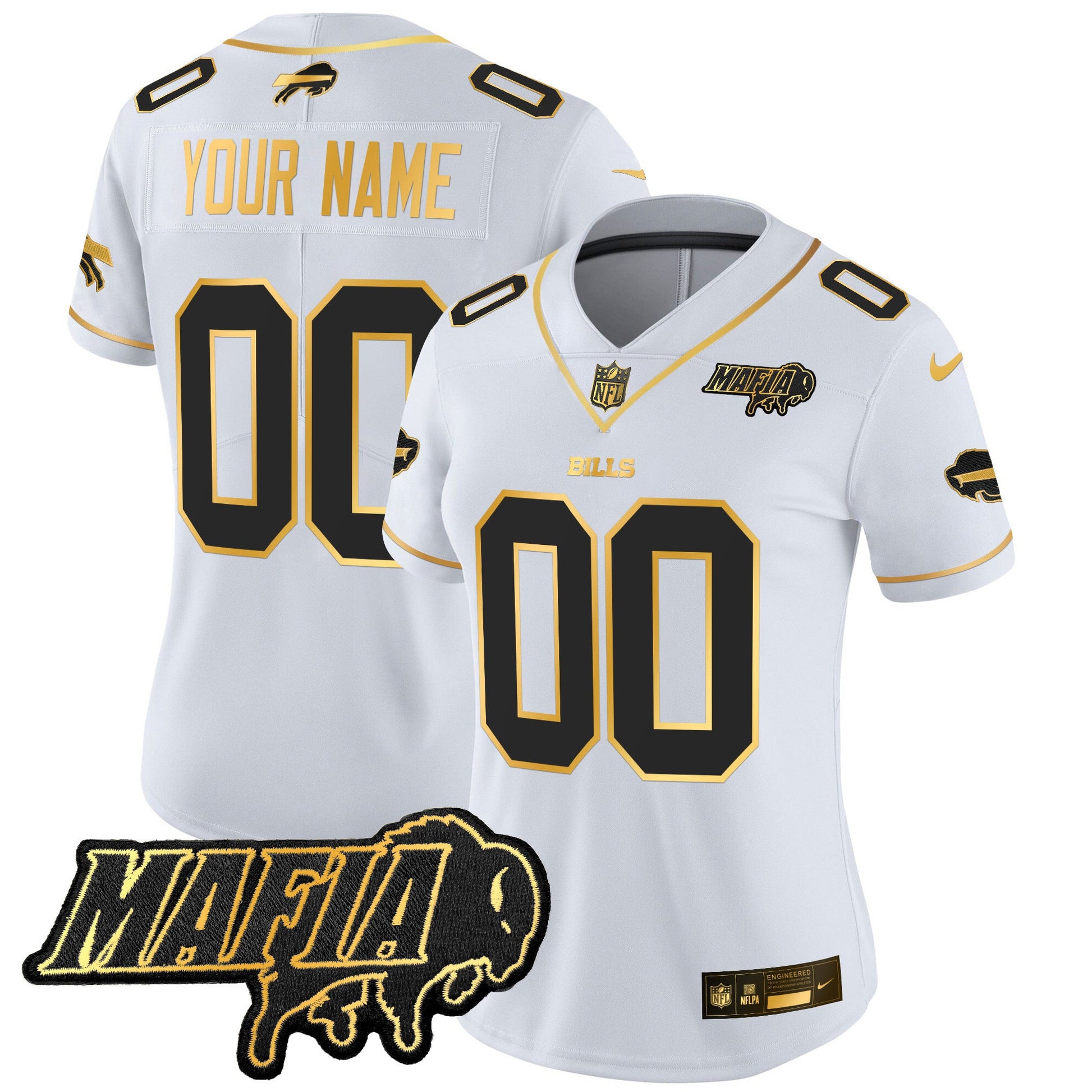 Buffalo Bills 2025 Bills Mafia Patch Gold Vapor Limited Custom Jersey - All Stitched