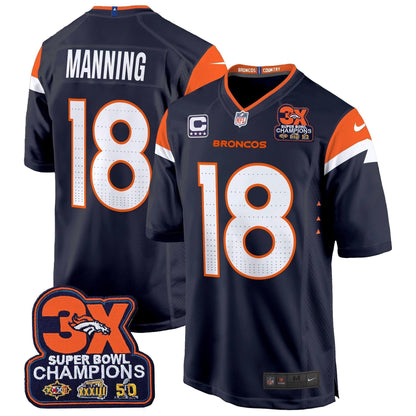 DEN 3-Time Champions Patch Game Jersey - Al Stitched
