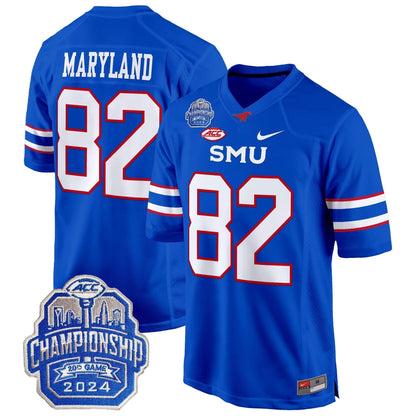 SMU Mustangs 2024 ACC Championship Patch Game Jersey - All Stitched