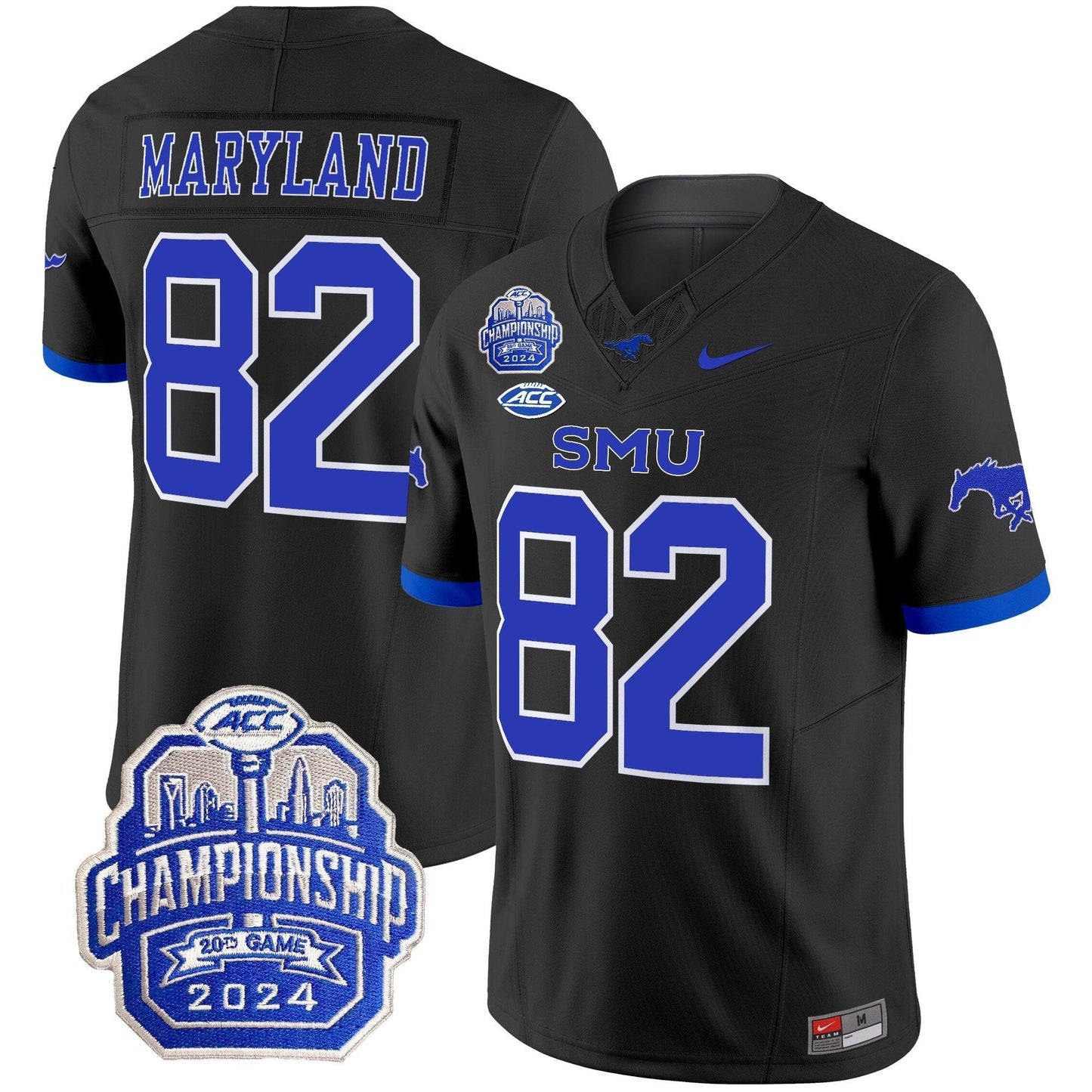 SMU Mustangs 2024 ACC Championship Patch Vapor Limited Jersey - All Stitched