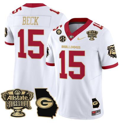 UGA 2025 Sugar Bowl & Georgia Map Patch Vapor Limited Jersey N2 - All Stitched