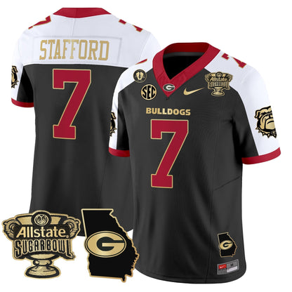 UGA 2025 Sugar Bowl & Georgia Map Patch Vapor Limited Jersey N2 - All Stitched