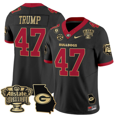 UGA 2025 Sugar Bowl & Georgia Map Patch Vapor Limited Jersey N2 - All Stitched