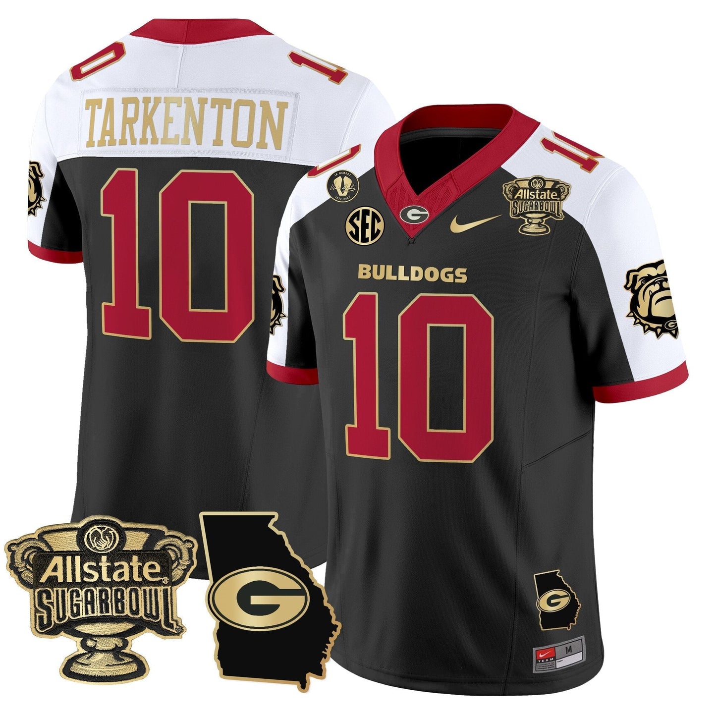 UGA 2025 Sugar Bowl & Georgia Map Patch Vapor Limited Jersey N2 - All Stitched