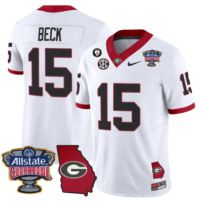 UGA 2025 Sugar Bowl & Georgia Map Patch Vapor Limited Jersey N2 - All Stitched