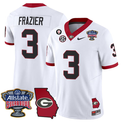 UGA 2025 Sugar Bowl & Georgia Map Patch Vapor Limited Jersey N2 - All Stitched