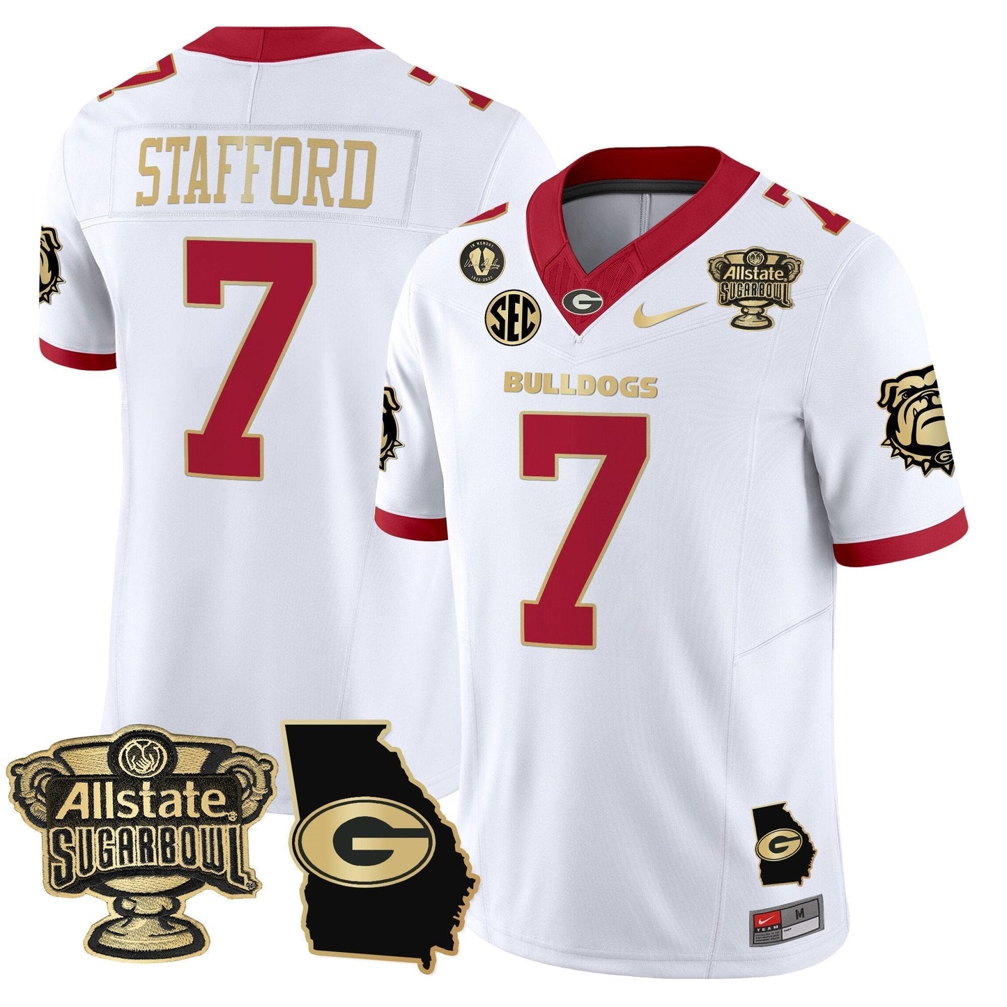 UGA 2025 Sugar Bowl & Georgia Map Patch Vapor Limited Jersey N2 - All Stitched