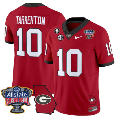 UGA 2025 Sugar Bowl & Georgia Map Patch Vapor Limited Jersey N2 - All Stitched