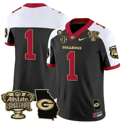 UGA 2025 Sugar Bowl & Georgia Map Patch Vapor Limited Jersey N2 - All Stitched
