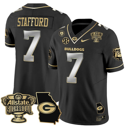 UGA 2025 Sugar Bowl & Georgia Map Patch Vapor Limited Jersey N2 - All Stitched