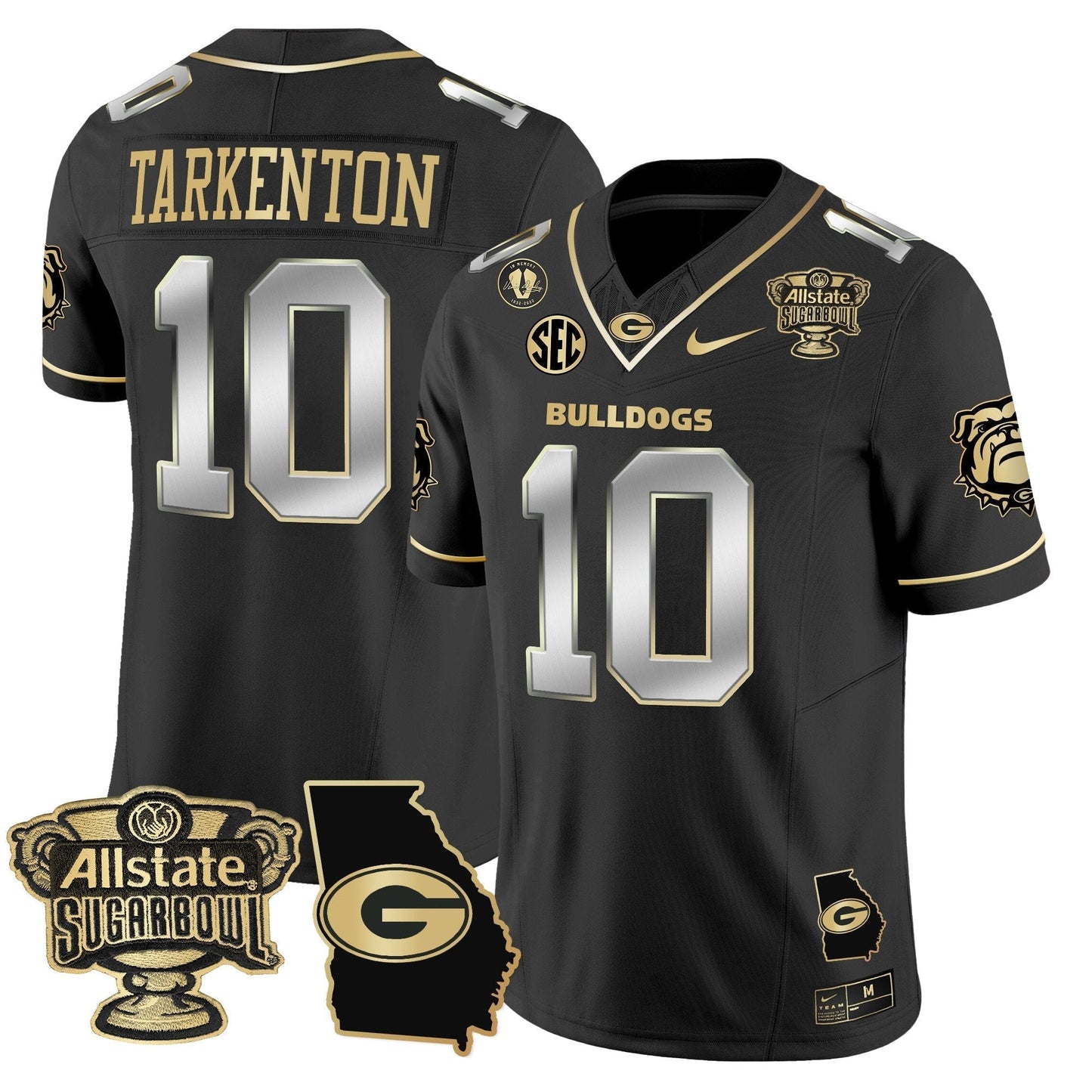 UGA 2025 Sugar Bowl & Georgia Map Patch Vapor Limited Jersey N2 - All Stitched