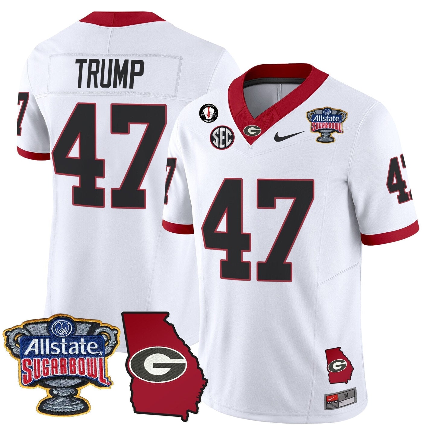 UGA 2025 Sugar Bowl & Georgia Map Patch Vapor Limited Jersey N2 - All Stitched