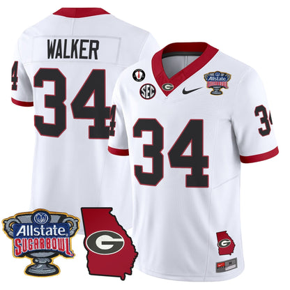 UGA 2025 Sugar Bowl & Georgia Map Patch Vapor Limited Jersey N2 - All Stitched