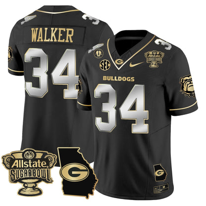 UGA 2025 Sugar Bowl & Georgia Map Patch Vapor Limited Jersey N2 - All Stitched