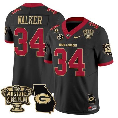 UGA 2025 Sugar Bowl & Georgia Map Patch Vapor Limited Jersey N2 - All Stitched