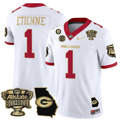 UGA 2025 Sugar Bowl & Georgia Map Patch Vapor Limited Jersey N2 - All Stitched
