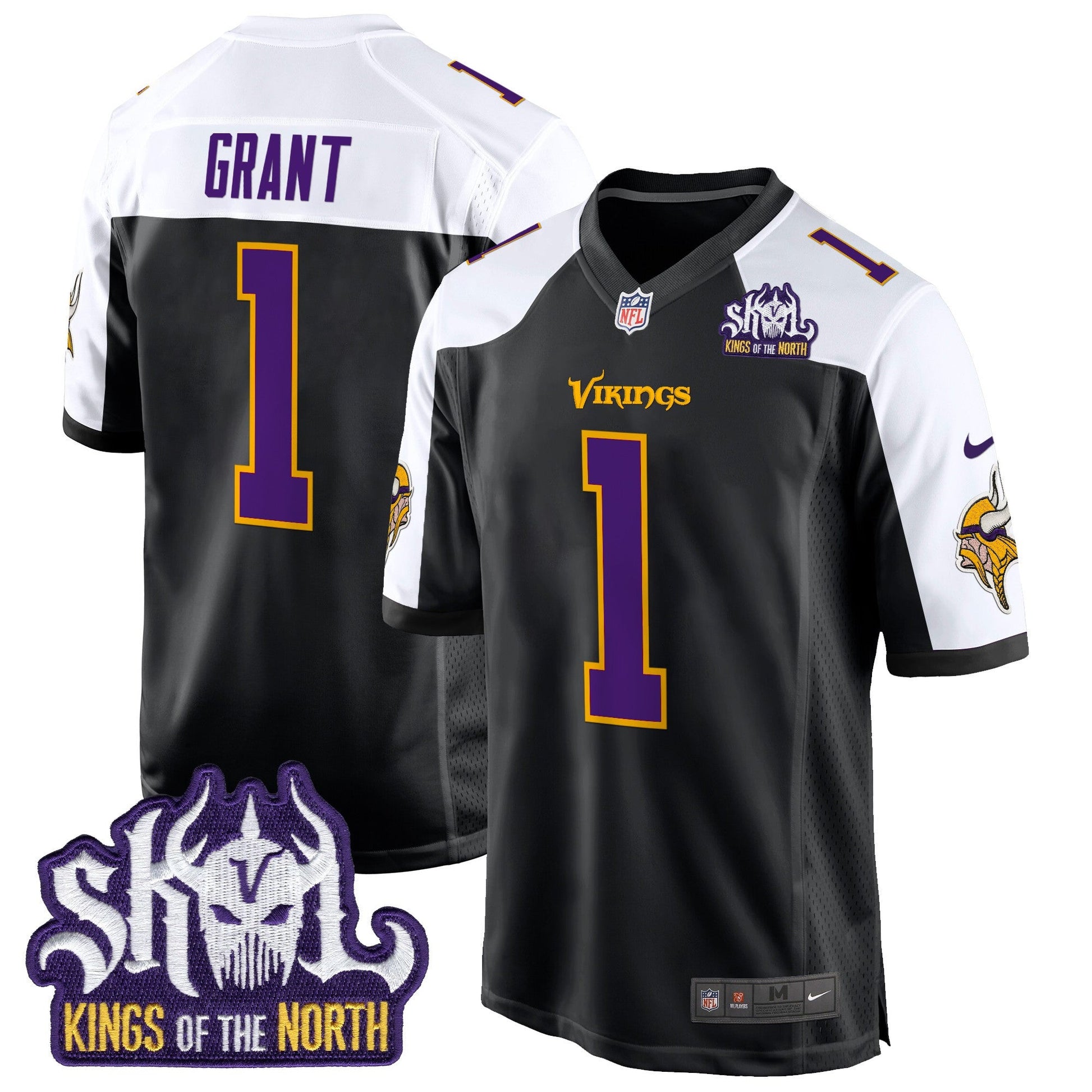 Men's Minnesota Vikings King Of The North Patch Throwback Game Jersey - All Stitched