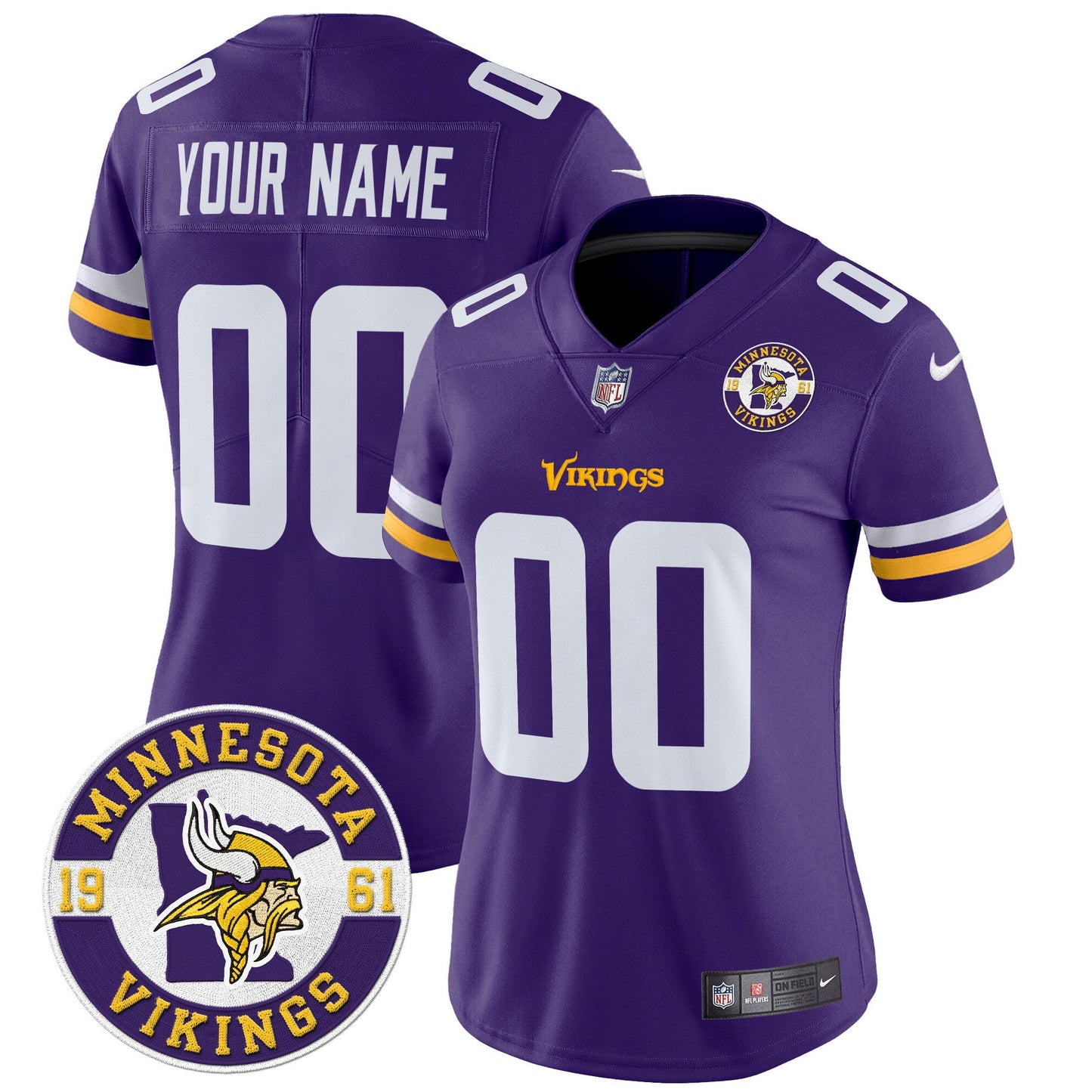 Minnesota Vikings 2024 Vapor Limited Custom Jersey V2 - Est. 1961 Patch - All Stitched
