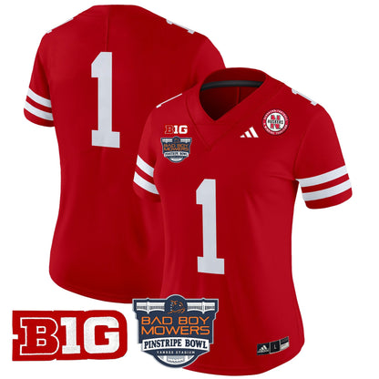 Women's Nebraska Cornhuskers 2025 Pinstripe Bowl Patch Vapor Limited Jersey - All Stitched