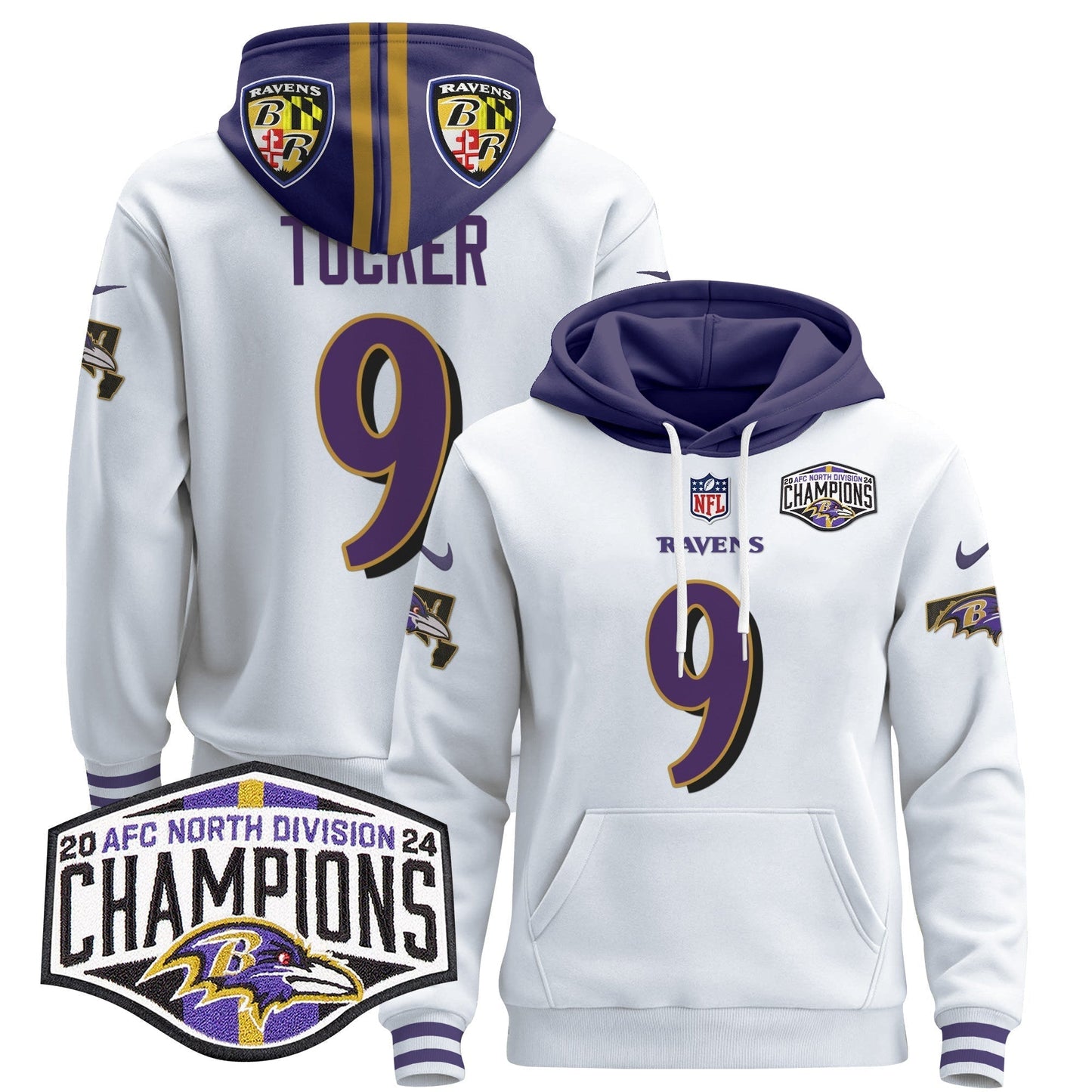 BAL 2024 AFC North Division Champions Patch Pullover Hoodie V2 - All Stitched