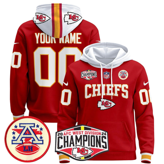 KC 2024 AFC West Division Champions Custom Pullover Hoodie - Stitched-NQD