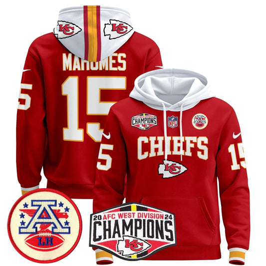 KC 2024 AFC West Division Champions Pullover Hoodie - Stitched-NQD