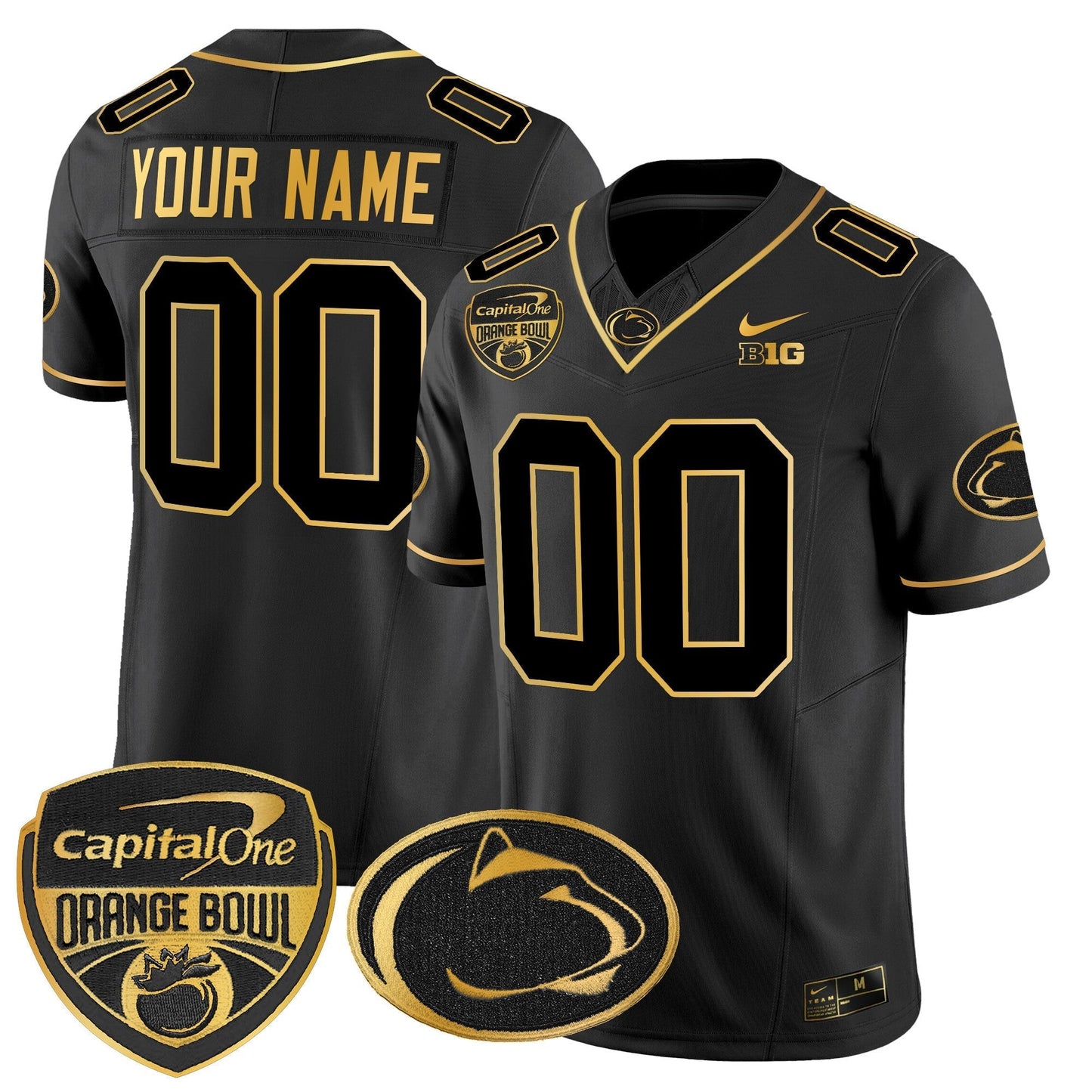 PSU Orange Bowl Patch Gold Vapor Limited Custom Jersey V2 - All Stitched
